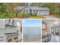 Real estate collage featuring the home's exterior, kitchen, foyer, and beach view at 26 Edgewater Aly, Isle of Palms, SC 29451