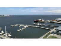 Stunning aerial view of waterfront property with docks and ocean access at 330 Concord St # 11B, Charleston, SC 29401