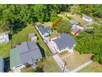 Aerial view showcasing both the main house and the guest house nestled amongst lush greenery at 1324 Maxwell St, North Charleston, SC 29405