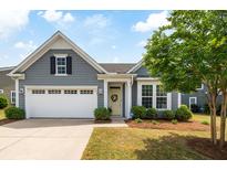 Charming home featuring a two-car garage, welcoming front porch, well-maintained landscaping, and gray siding at 3061 Cross Vine Ln, Summerville, SC 29483