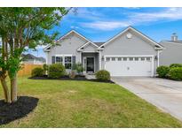 Charming single-story home with a well-maintained lawn, manicured landscaping, and an attached two-car garage at 1007 Halfacre Ln, Ladson, SC 29456
