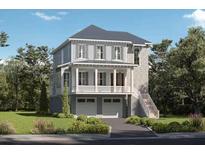 Charming two-story home with a covered porch, two car garage, and beautifully landscaped front yard at 347 Simone Dr, Daniel Island, SC 29492