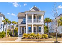 Charming two-story home with double porches, columns, and landscaped yard at 1580 Cranes Nest Rd, Mount Pleasant, SC 29466