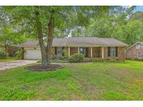 Charming brick home with a well-manicured lawn and mature shade tree at 204 Pointer Dr, Summerville, SC 29485