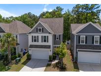 Two-story home with a two-car garage, attractive landscaping, and a well-manicured lawn at 1059 Sago Palm Ct, Mount Pleasant, SC 29429