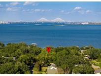 Expansive water view featuring a bridge from an aerial perspective of a lush green property at 528 Wampler Dr, Charleston, SC 29412