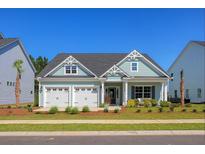 Charming home with a two-car garage, a manicured lawn, and beautiful exterior details under a clear blue sky at 114 Headwater Dr, Summerville, SC 29486