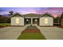 Charming duplex featuring a well-manicured lawn and a concrete driveway leading to each unit at 119 Mims Academy Dr, Harleyville, SC 29448