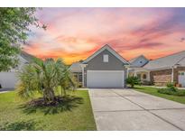 Charming home with a two-car garage, landscaped yard, and vibrant sunset view at 546 Sea Foam St, Summerville, SC 29486