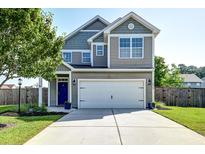 Charming two-story home with a well-manicured lawn and a welcoming blue front door at 8038 Regency Elm Dr, North Charleston, SC 29406