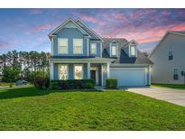 Charming two-story home featuring a well-manicured lawn and an attached two-car garage at 201 Bigleaf Ct, Summerville, SC 29486