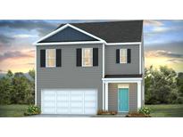 Charming two-story home with gray siding, black shutters, and a bright teal front door at 318 Watersglen Dr, Summerville, SC 29486