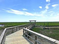 Scenic boardwalk view with lush marshland and blue skies, showcasing the natural beauty of the surrounding landscape at 2292 Skyler Dr, Mount Pleasant, SC 29466