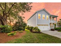 Charming home with a two-car garage, landscaped yard, and a glimpse of the sunset at 3310 Hartwell St, Johns Island, SC 29455