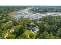 Stunning aerial view of the home and surrounding landscape featuring marsh views and mature trees at 3130 Pignatelli Cres, Mount Pleasant, SC 29466