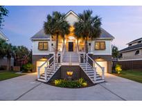Stunning two-story home with dual staircases, lush landscaping, and palm trees at 2363 Palmer Creek Bnd, Charleston, SC 29412