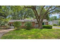 Charming brick home featuring a well-manicured lawn and mature trees for shade at 1549 N Avalon Cir, Charleston, SC 29407