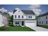 Charming two-story home with gray siding, a two-car garage, and a well-manicured lawn at 111 Crosscut Ln, Summerville, SC 29486