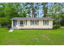Charming single-story home with light yellow siding, gray shutters, and a well-maintained green lawn at 407 Raysor St, Saint George, SC 29477