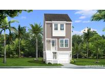 Two-story home with modern design, a white garage door, and landscaping with palm trees at 4436 Oakwood Ave, North Charleston, SC 29405