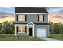 Charming two-story home with gray siding, black shutters, and a well-manicured lawn at 8014 Rackham Rd, Hollywood, SC 29470