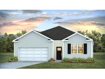 Charming single-story home featuring a single-car garage, black door, and tasteful landscaping at 8861 Shovelnose Ct, North Charleston, SC 29406