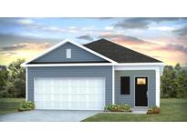 Charming single-story home featuring a two-car garage, black door, and attractive landscaping at 6218 Gritman Dr, Hollywood, SC 29470