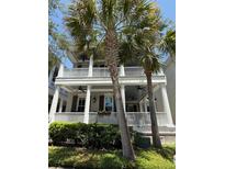 Charming two-story home with double porches framed by majestic palm trees at 205 Delahow St, Daniel Island, SC 29492