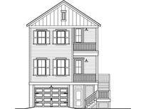 Rendering of a two-story home with a ground-level garage and double front-facing balconies at 1350 Lucinda St, Mount Pleasant, SC 29466