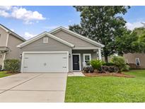 Charming home featuring a gray facade, well-manicured lawn, and a convenient two-car garage at 1460 Oldenburg Dr, Mount Pleasant, SC 29429