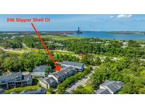 View of 246 Slipper Shell Ct with marsh, river and shipping port in background at 246 Slipper Shell Ct, Mount Pleasant, SC 29464