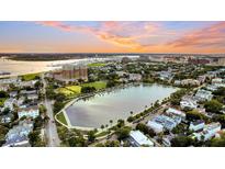 A beautiful aerial view of the cityscape with a serene lake and buildings at sunset at 10 Trapman St, Charleston, SC 29401