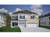 Charming two-story home featuring a two-car garage, stone accents, and a well-manicured lawn at 118 Crosscut Ln, Summerville, SC 29486