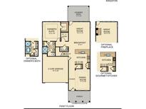 Kingston first floor plan featuring the kitchen, dining room, garage, great room, and owner's suite at 214 Yalton St, Summerville, SC 29486