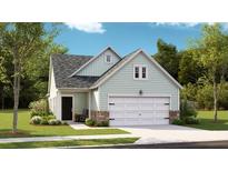 Charming, light green single-Gathering home with an attached garage and beautifully landscaped front yard at 188 Norse Bay, Summerville, SC 29486