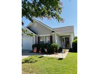 Charming single story home with patriotic decorations, grey siding, and well maintained landscaping at 120 Townsend Way, Summerville, SC 29483