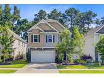 Charming two-story home with a two car garage, nicely landscaped yard, and a mix of stone and siding exterior at 3798 Sawmill Ct, Mount Pleasant, SC 29429