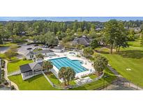 Stunning aerial view of the community pool, with palm trees and plenty of lounge chairs at 112 Riviera Dr, Summerville, SC 29483