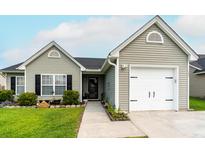 Charming single-story home featuring a manicured lawn, light-gray siding and an attached one car garage at 137 Salem Creek Dr, Goose Creek, SC 29445