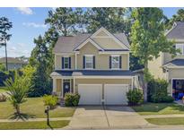 Charming two-story home with a well-manicured lawn and inviting curb appeal, complemented by mature trees at 142 Elliott Creek Ln, Summerville, SC 29485