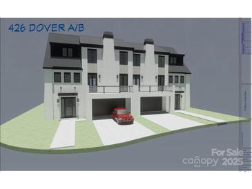 New construction exterior elevation showing covered parking and modern architectural details at 428 Dover Ave, Charlotte, NC 28209