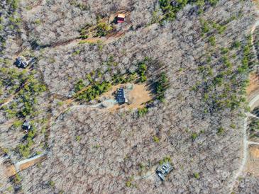 Aerial view of wooded homesite with long driveway and mature trees providing privacy at 6610 Rolling Ridge Dr, Waxhaw, NC 28173