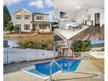 A collage of images, including the exterior of the house, a bedroom, and a swimming pool at 3028 Semmes Ln, Indian Trail, NC 28079