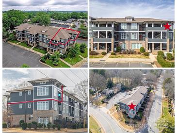 Multiple views of the exterior elevation showcasing the building's architectural style at 935 Mcalway Rd # 306, Charlotte, NC 28211