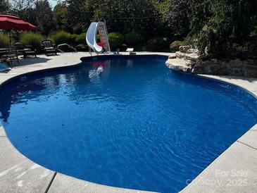 Stunning in-ground pool with a waterslide at 6057 Erie View Ct, Denver, NC 28037