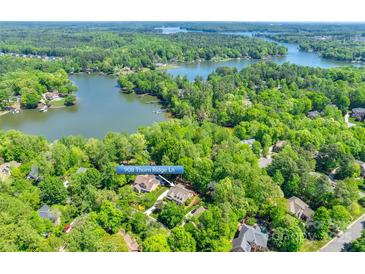 Aerial view of house near lake, highlighting waterfront location at 908 Thorn Ridge Ln, Lake Wylie, SC 29710