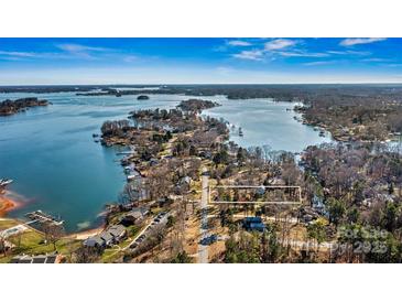 Expansive aerial view of waterfront property on Lake Norman, showcasing natural beauty and stunning water views at 3995 Burton Ln, Denver, NC 28037