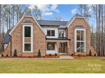 Stunning brick home with a modern farmhouse design and well-manicured lawn at 3945 Ostler Ct, Lancaster, SC 29720