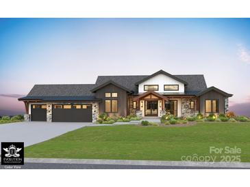 Stunning new construction featuring a modern farmhouse design, three-car garage, and manicured front yard at Lot 17 Ridgeview Ln, Iron Station, NC 28080
