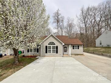 Charming home featuring a concrete driveway and a well-manicured lawn, enhanced by a lovely flowering tree at 5610 Stone Bluff Ct, Charlotte, NC 28214